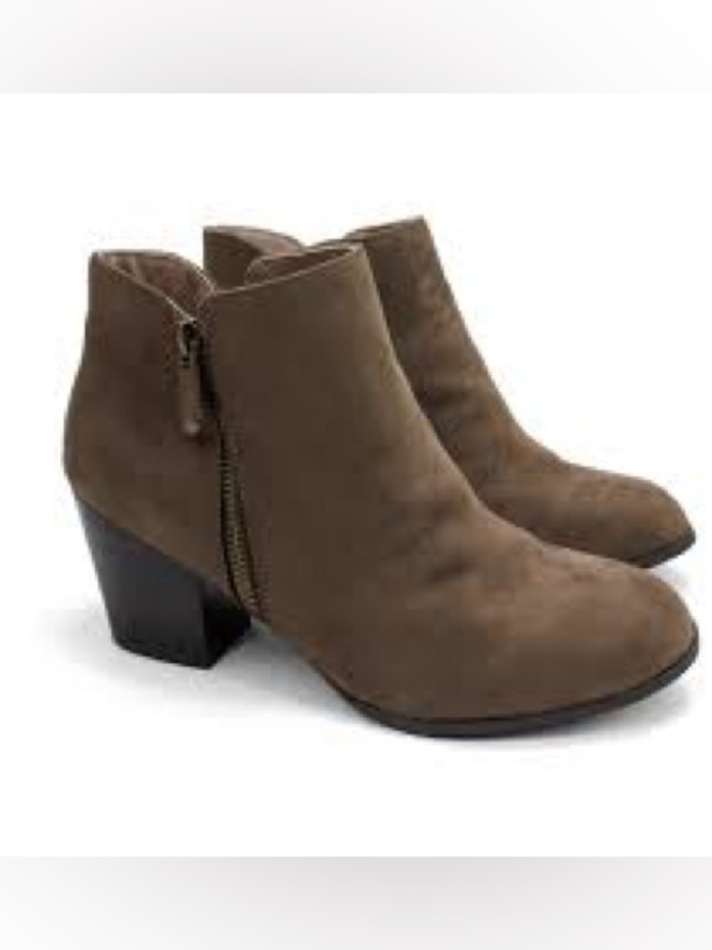 Style & Co. New in Box Taupe Suede Ankle Booties with Side Zip, Size 6.5